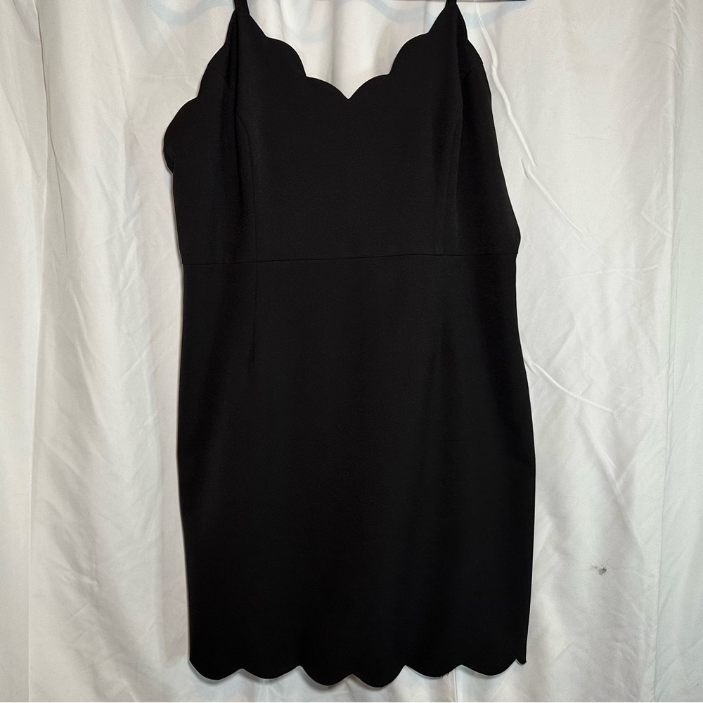 Aqua Black Scalloped Cocktail Dress Size Large